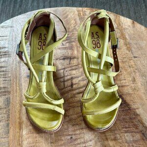 NWOT AS98 Sandalo pelle donna Basile - Sz 39 - LIME GREEN